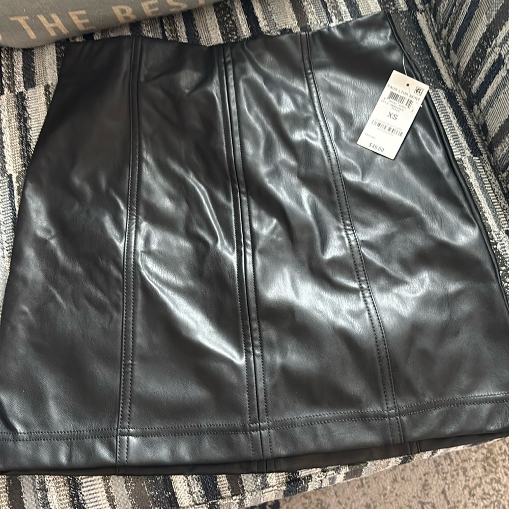 Black Faux Leather Mini Skirt
